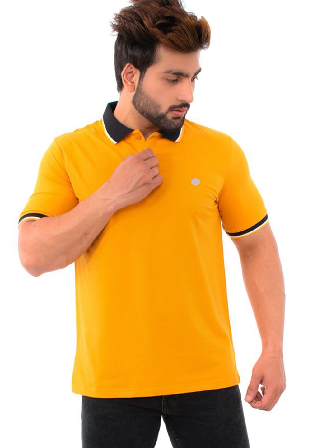 

Bishop Cotton Men Polo Collar Pockets T-shirt, Mustard