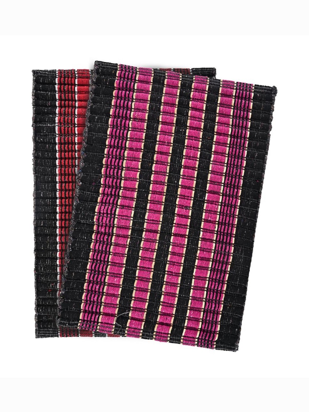 

Aura Pink & Red 2 Pieces Striped Cotton Rectangle Durable Anti-Skid Doormats