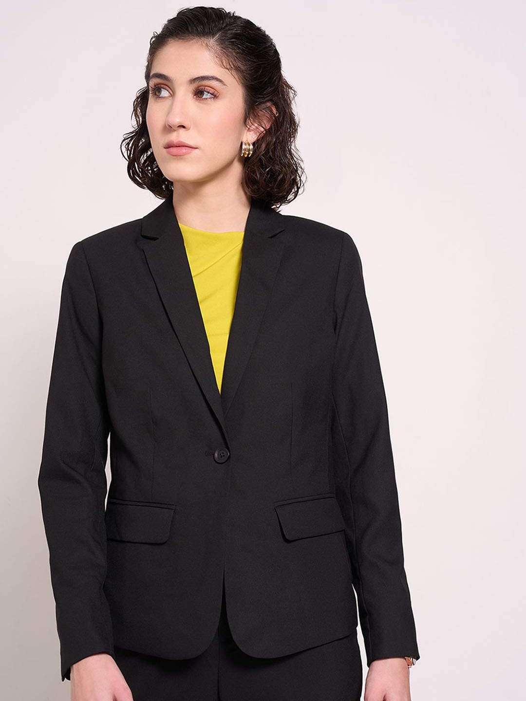 

Annabelle by Pantaloons Single Breasted Notched Lapel Blazer, Black
