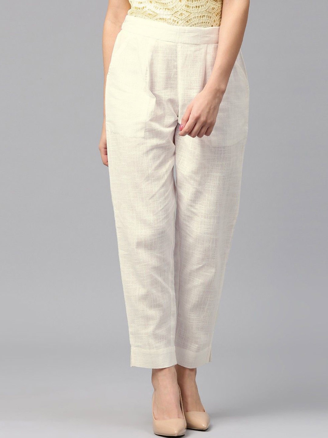

CORSICA Women Relaxed Regular Fit Pure Cotton Trousers, White