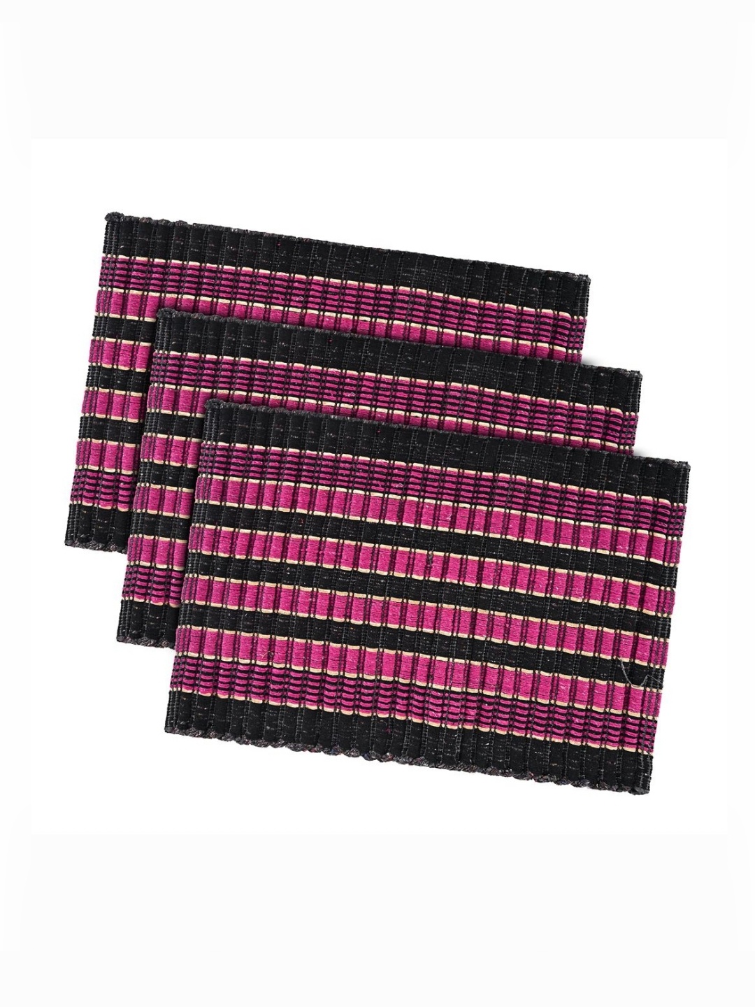 

Aura Pink & Black 3 Pieces Self-Designed Microfiber Rectangle Anti Slip Doormats