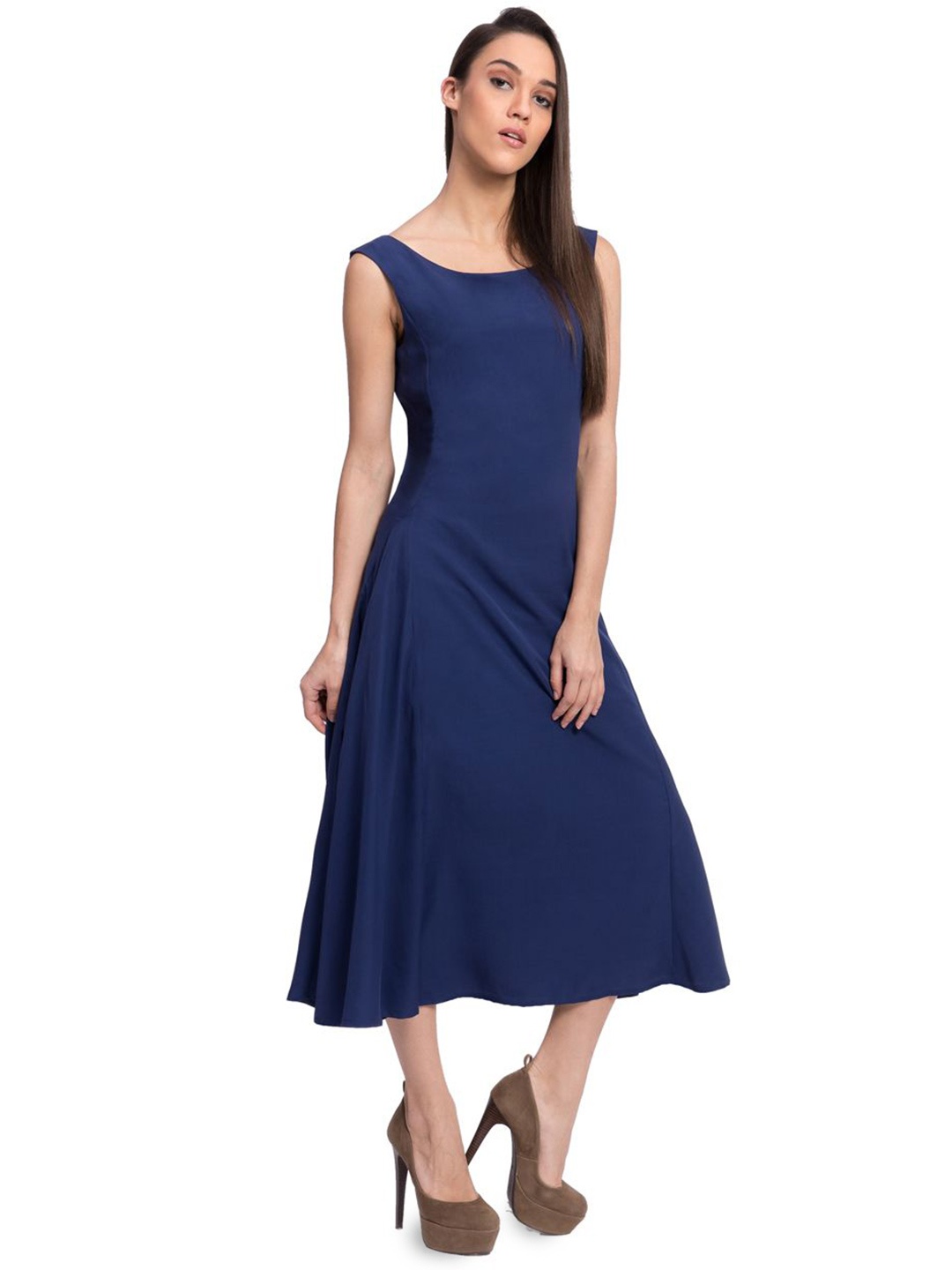 

The Sancy Georgette A-Line Midi Dress, Navy blue