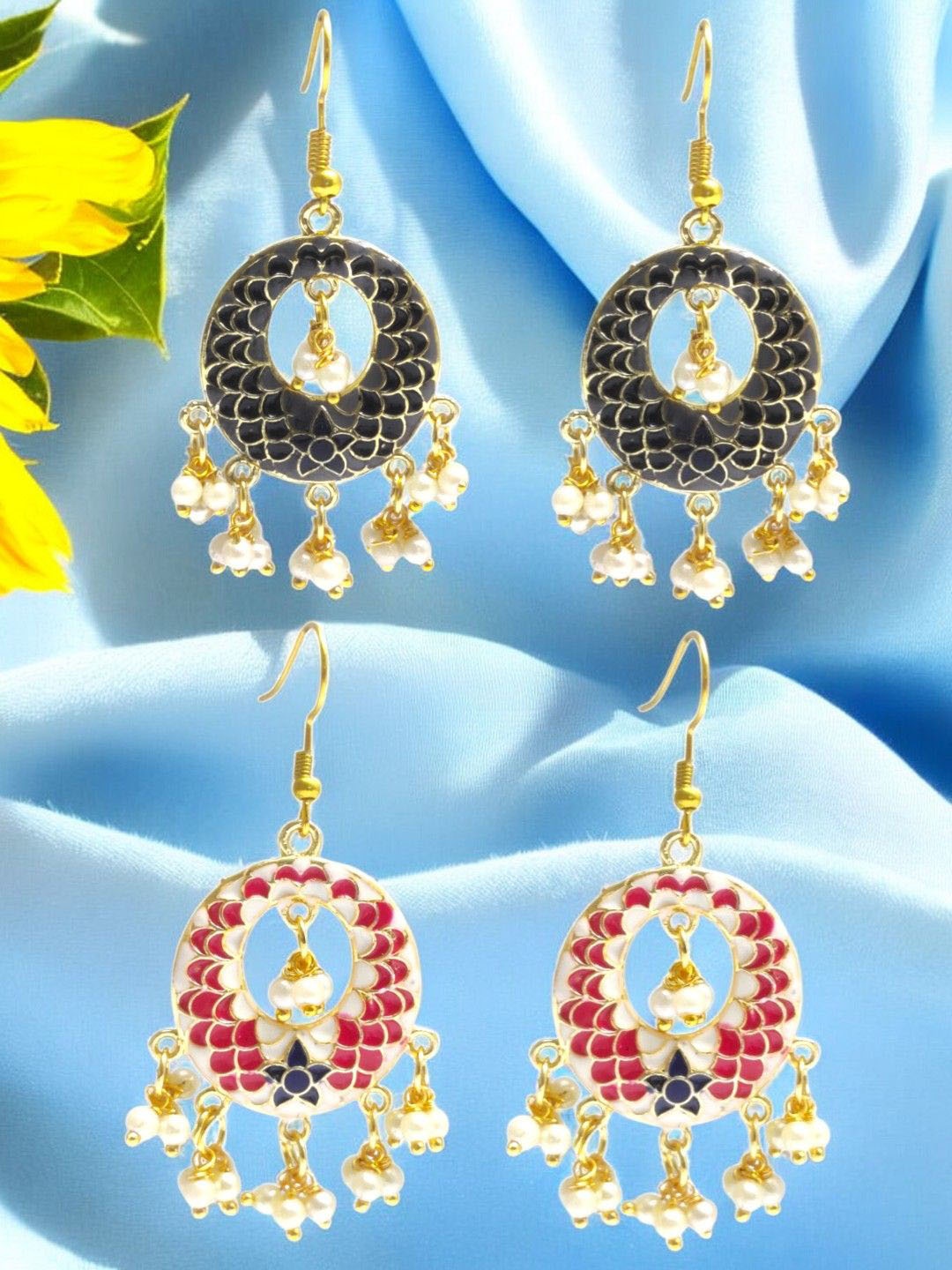 

Anouk Floral Chandbalis Earrings, Black