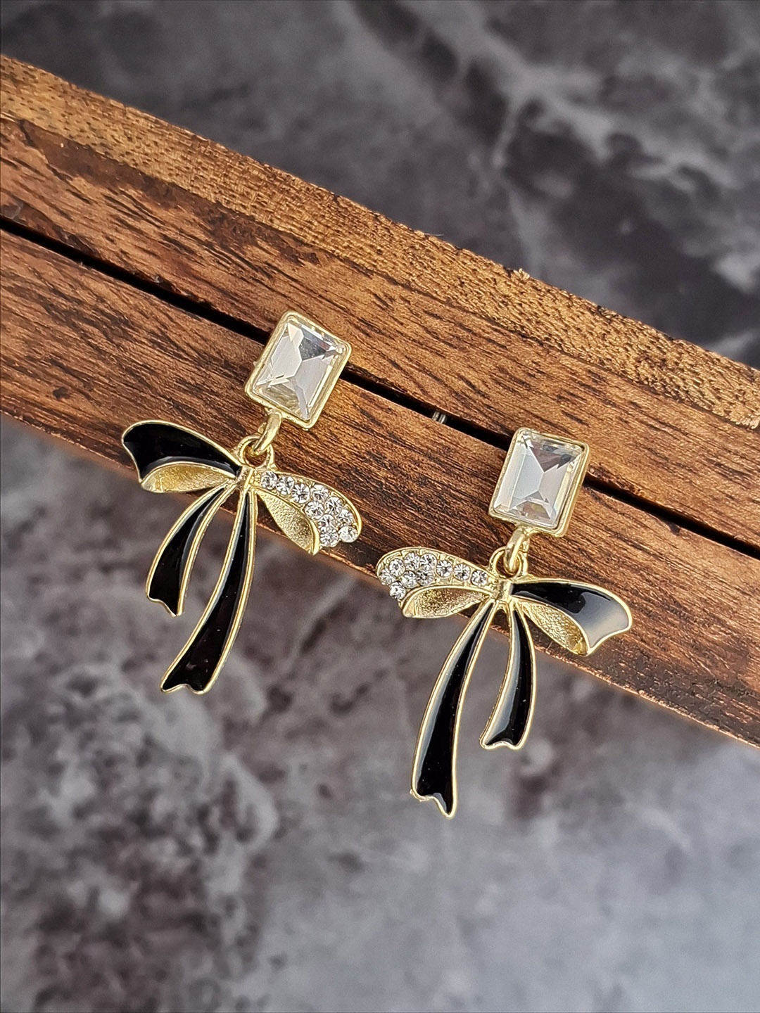 

Z HOME Gold Plated Contemporary Crystals Studs Earrings
