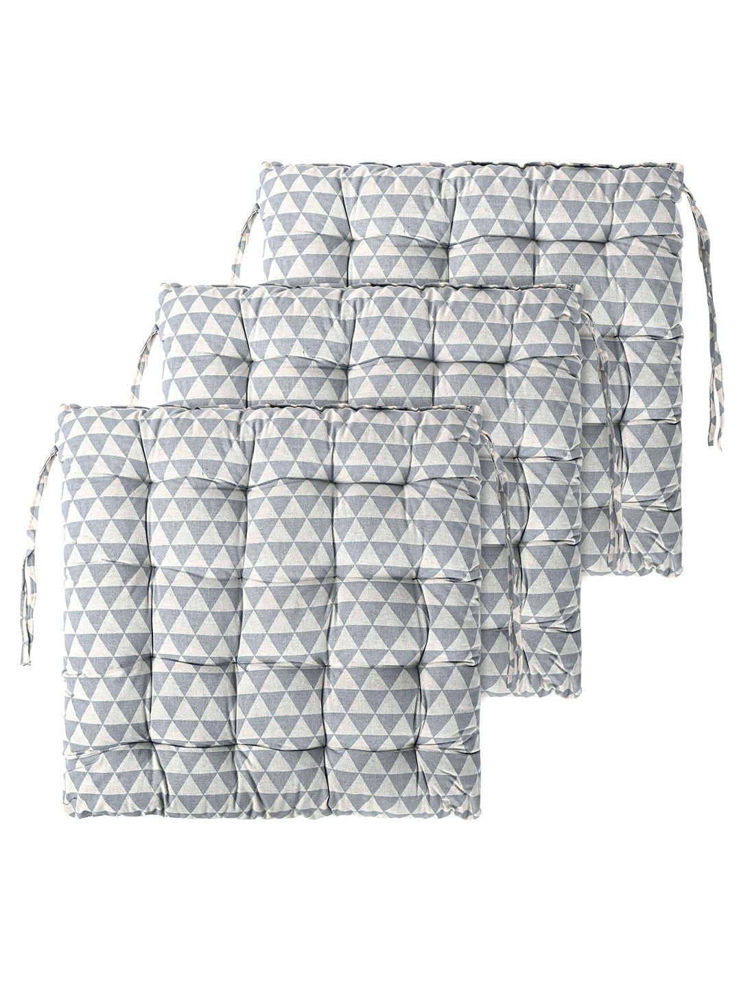 

Kuber Industries Grey 3 Pieces Printed Cotton Comfort Chair Pads