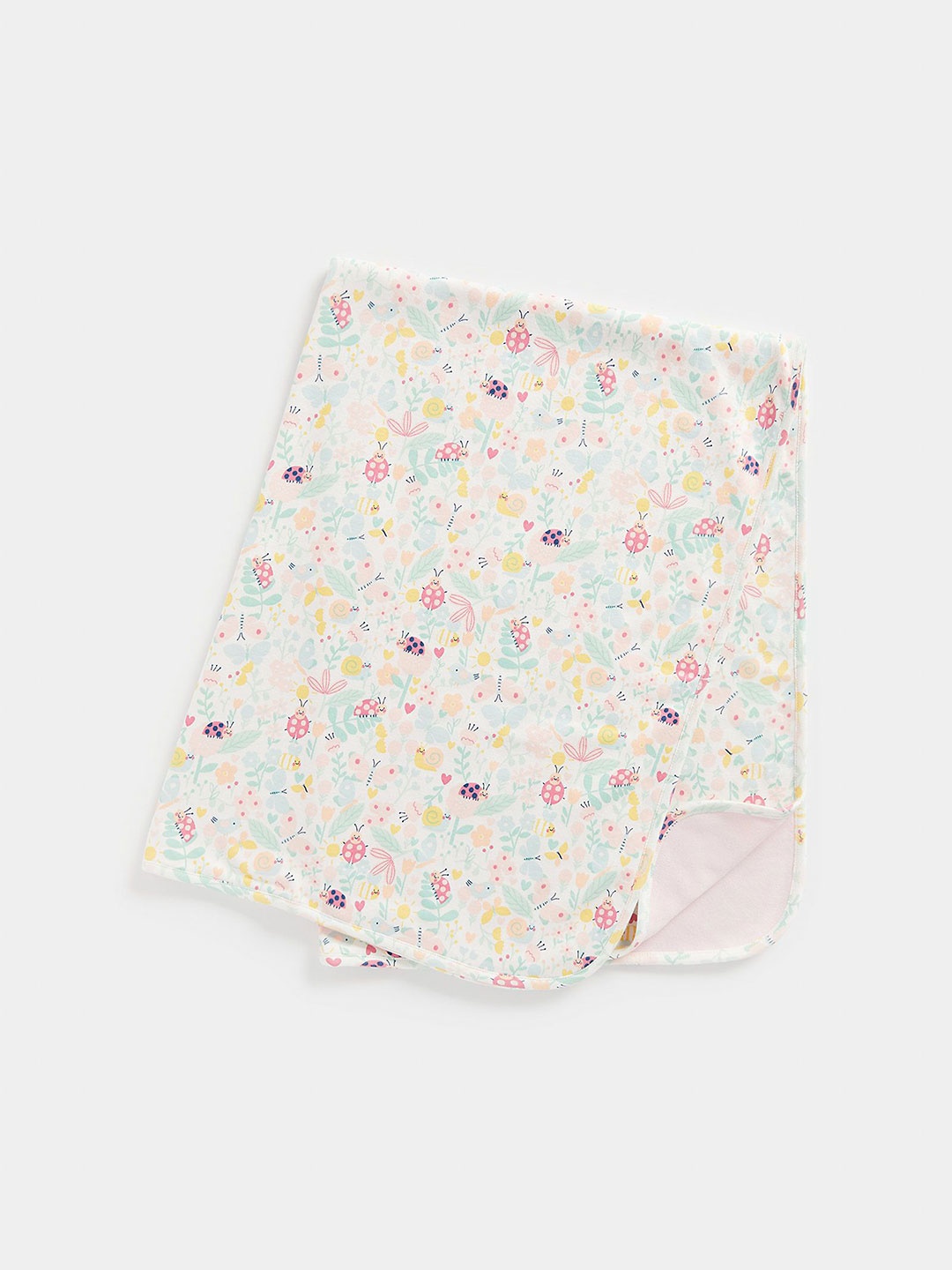 

mothercare White & Pink Floral Printed Pure Cotton Mild Winter Single Bed Blanket