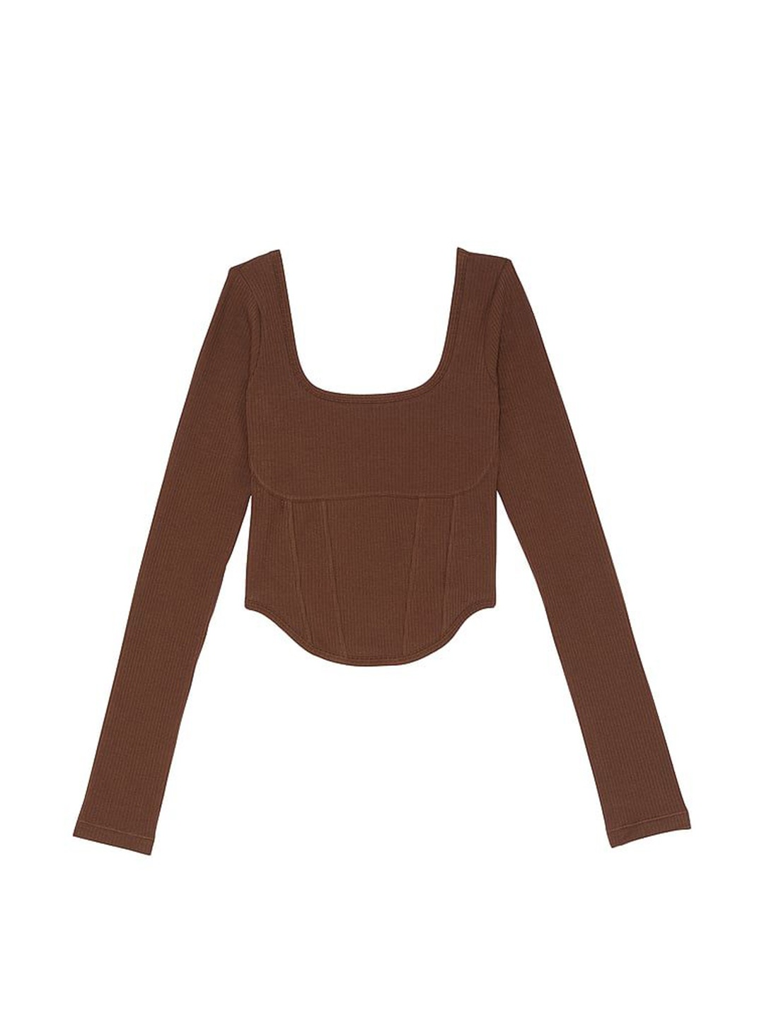 

Victoria's Secret Ribbed Scoop Neck Corset Top, Brown