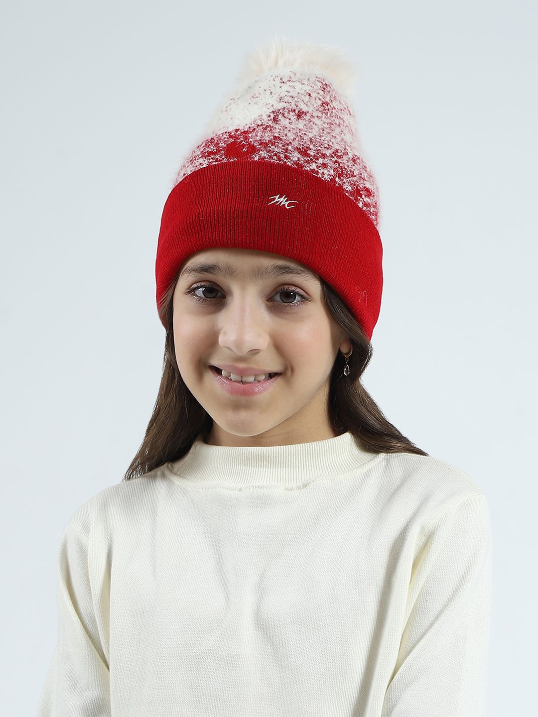 

Monte Carlo Girls Self Design Woollen Beanie, Red