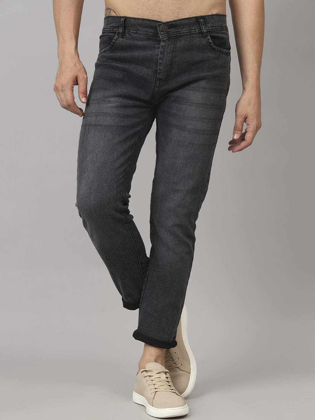 

COMFITS Men Classic Regular Fit Mid-Rise Light Fade Jeans, Grey