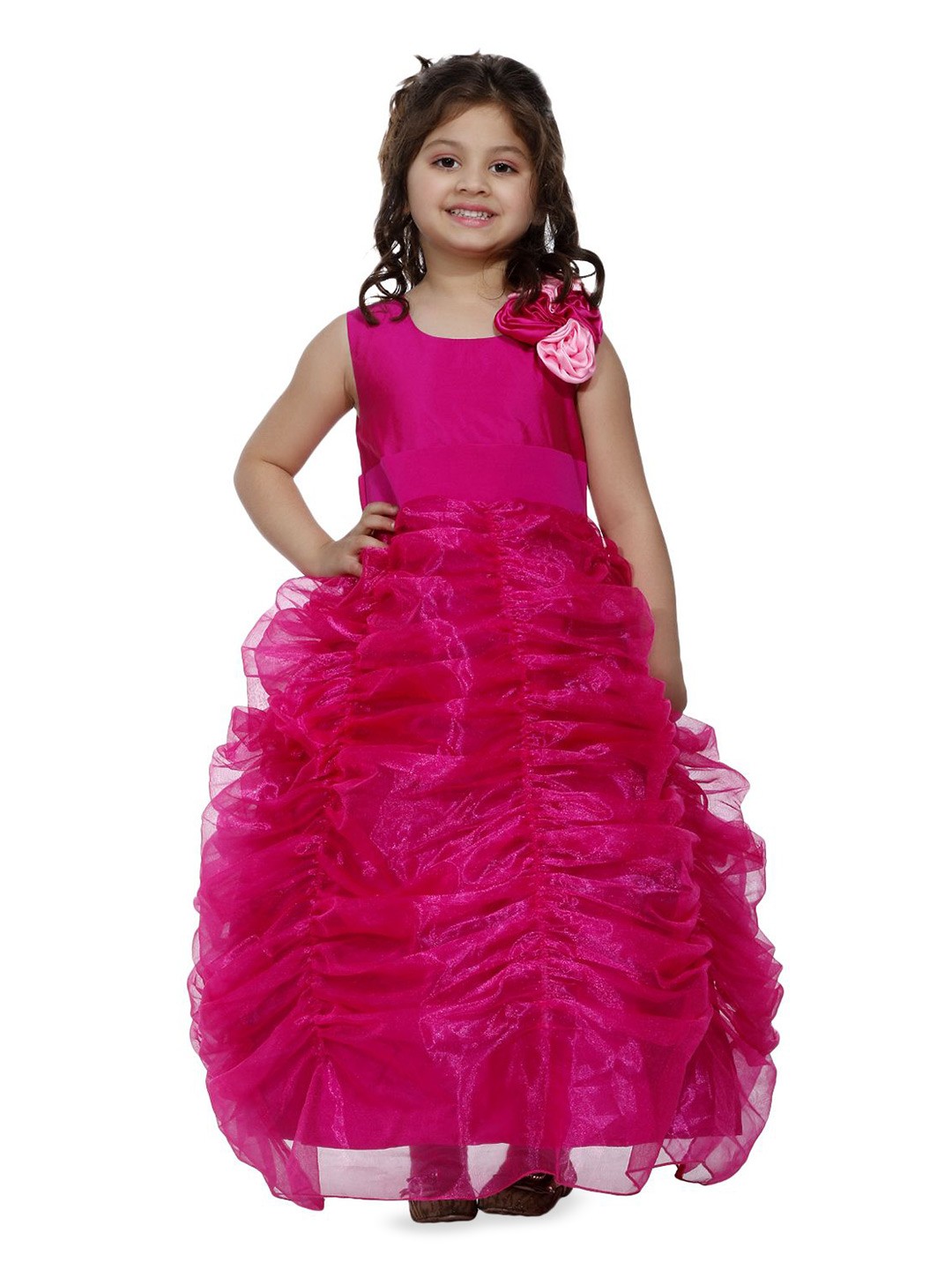 

Wow Princess Girls Round Neck Gown Maxi Dress, Pink