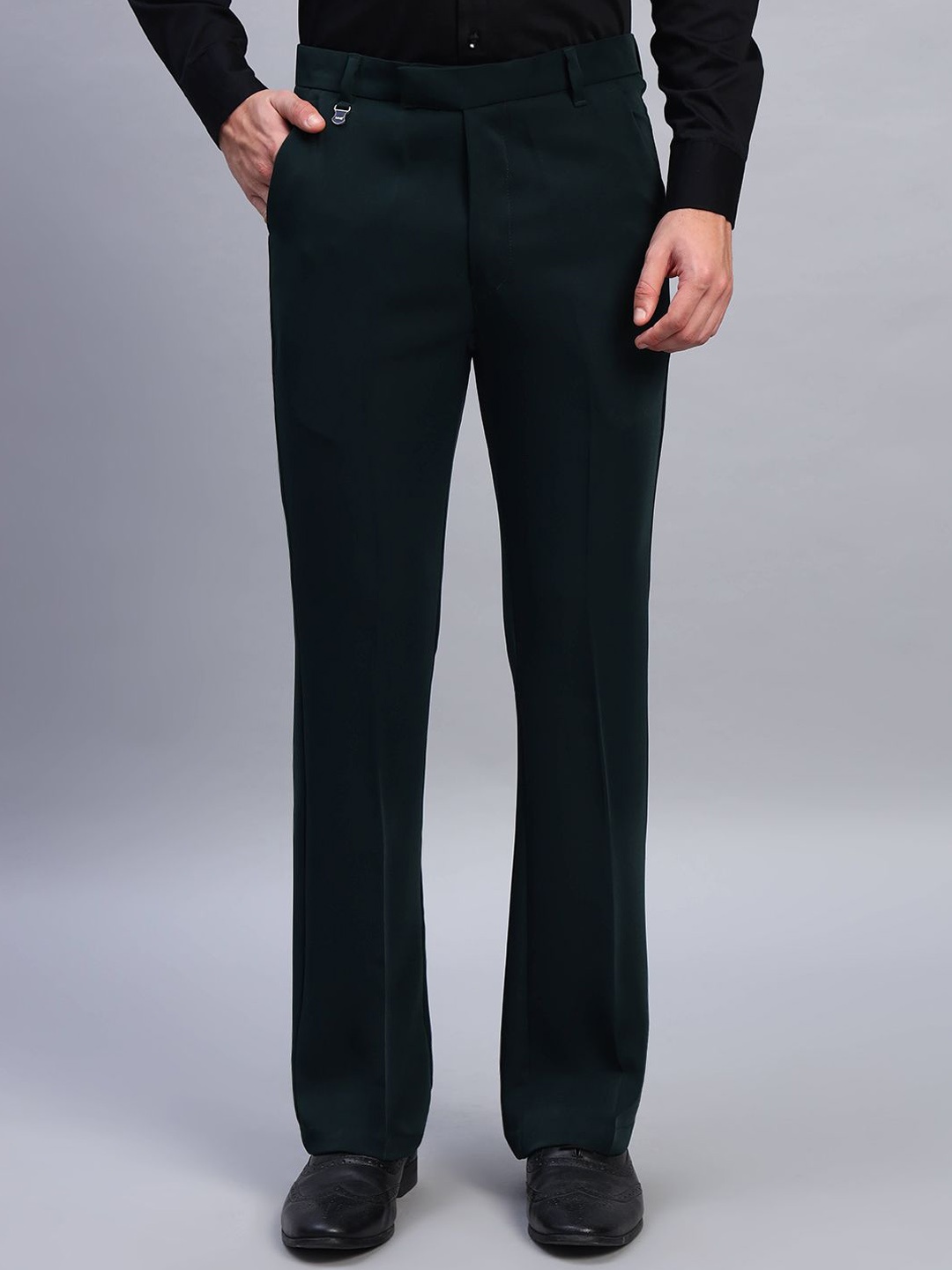 

AXNIS Men Ultra Regular Fit Mid-Rise Formal Trouser, Green