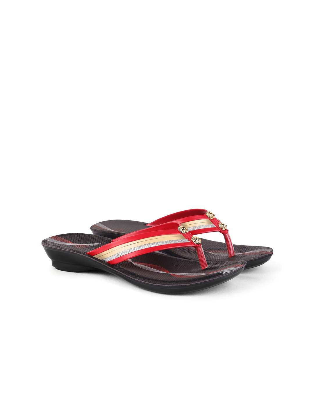 

PENNEN Women Open Toe Flats, Red