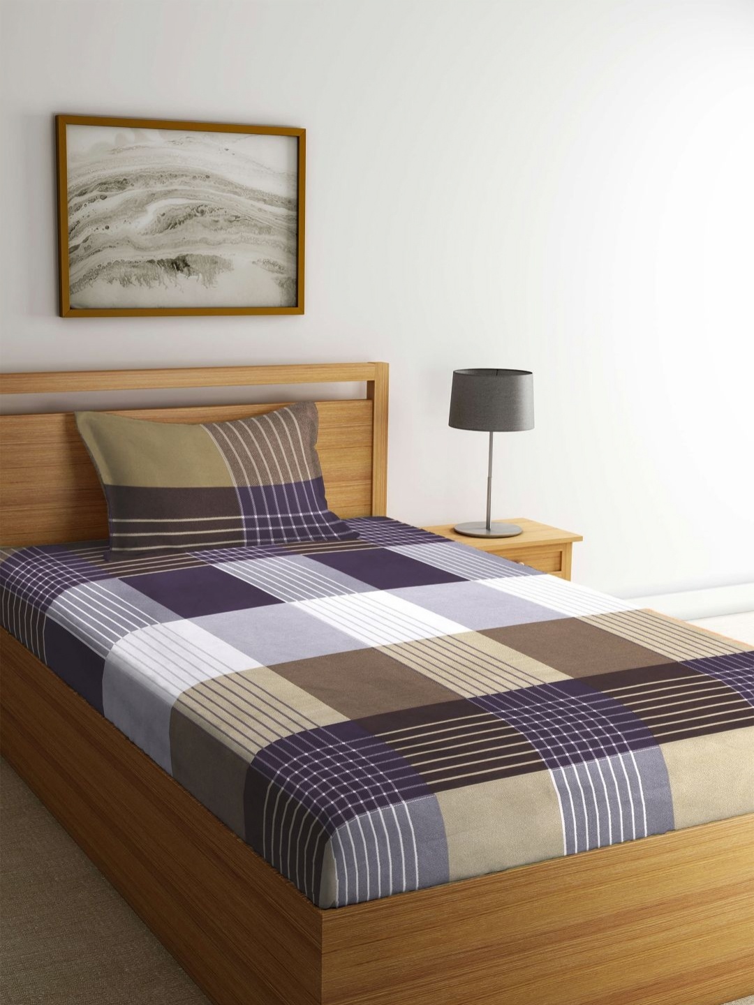 

Myntra Elegant Homes Grey Printed 300 TC Single Bedsheet Set 2.15 m x 1.50 m