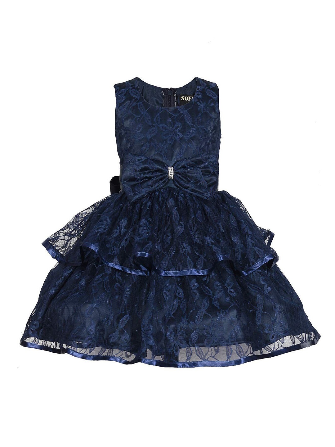 

Wow Princess Girls Floral Lace Fit and Flare Dress, Navy blue