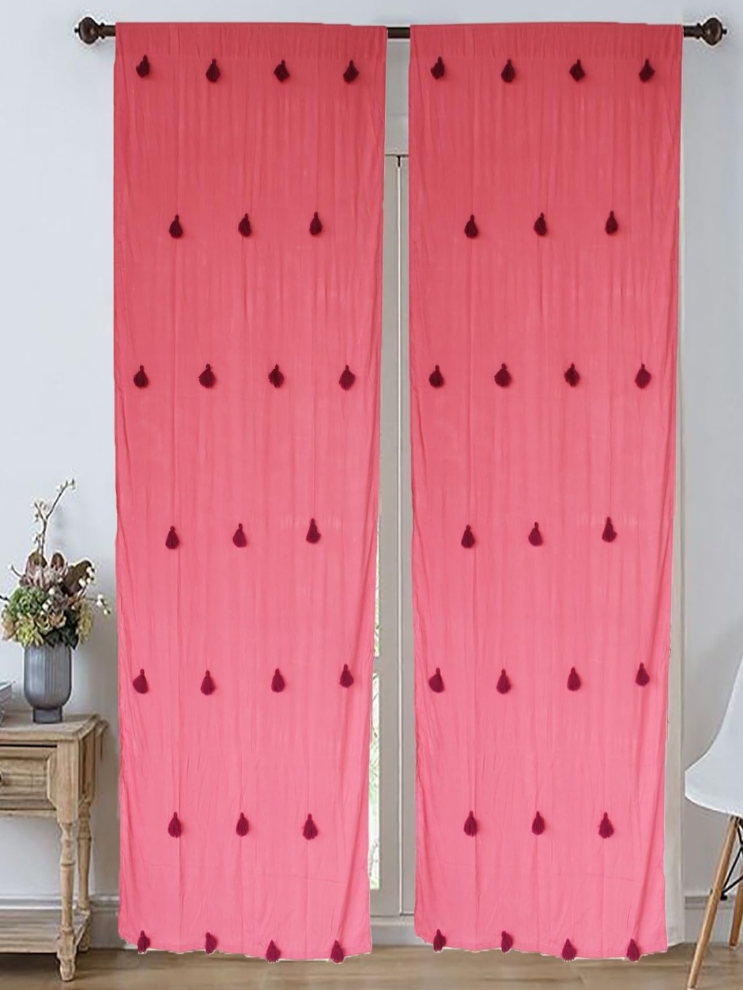 

Dekor World Multicoloured Set of 2 Embellished Sheer Door Curtain, Multi