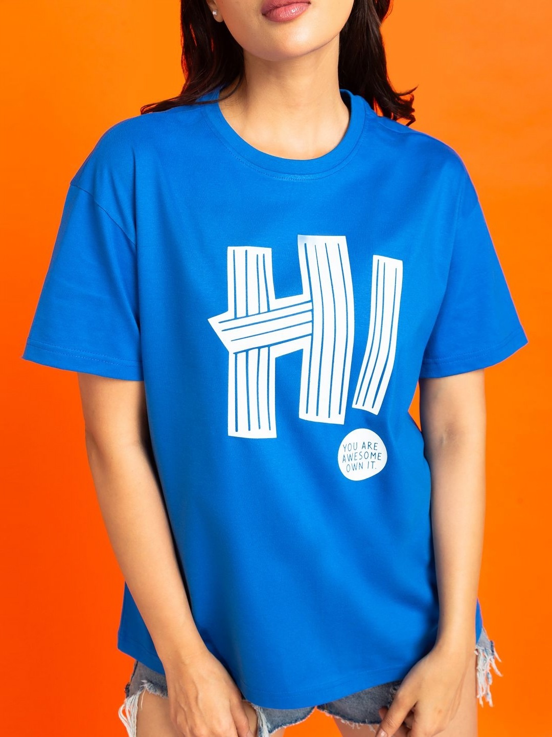 

Mast & Harbour Women Printed Applique T-shirt, Blue