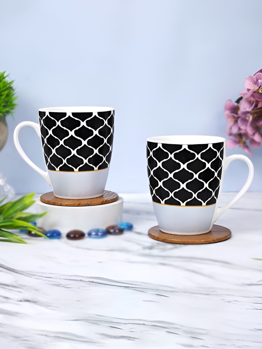 

UPC Black & Grey 2 Pieces Printed Ceramic Glossy Mugs 280ml