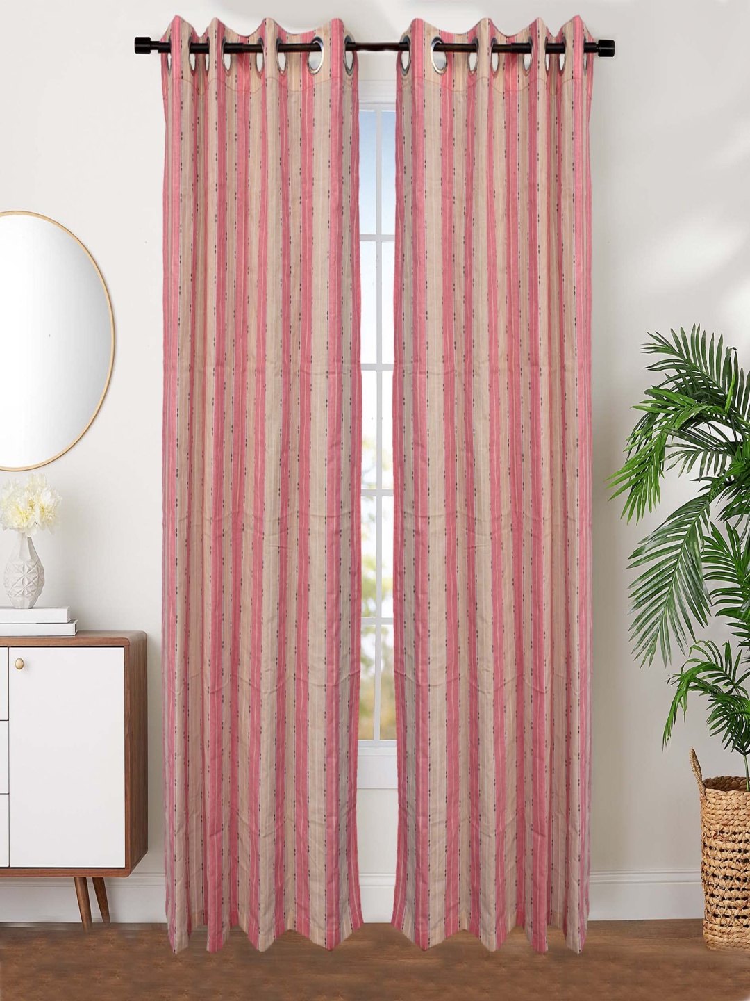 

Dekor World Multicoloured Set of 2 Striped Door Curtain, Multi