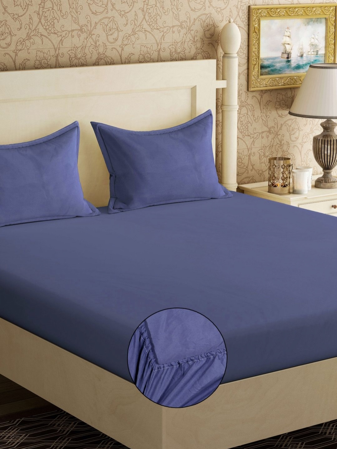 

Myntra Elegant Homes Blue Solid 300 TC King Bedsheet Set 2.20 m x 2.25 m