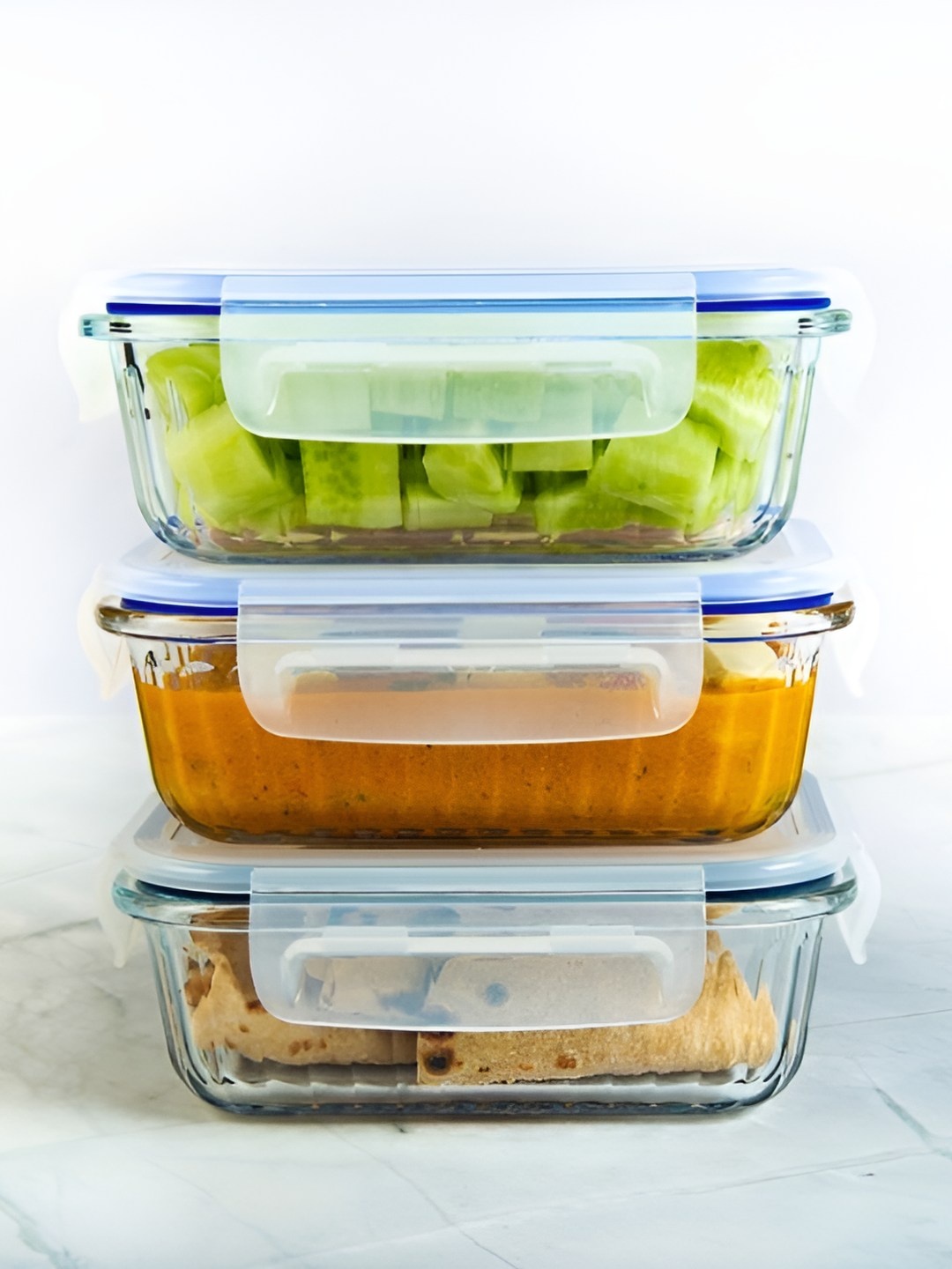 

Truly Eco Smart Living Retail Transparent 3 Pieces Glass Fridge Containers 370ml Each
