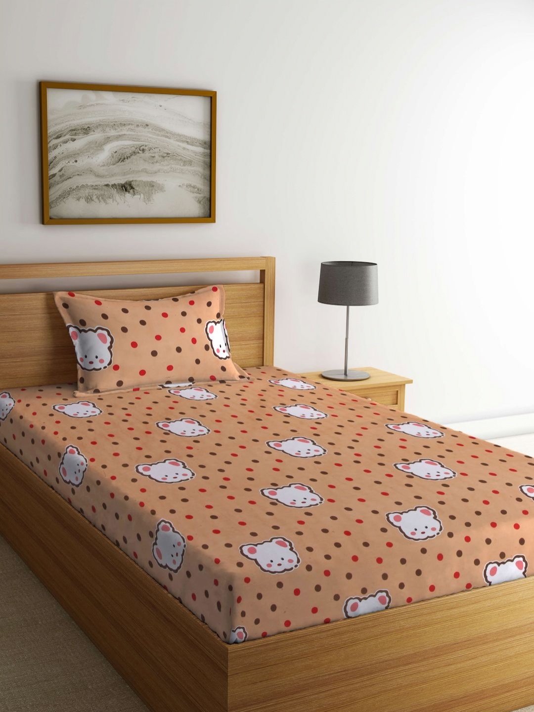 

Myntra Elegant Homes Brown & White Printed 300 TC Single Bedsheet Set-2.20 m x 1.50 m