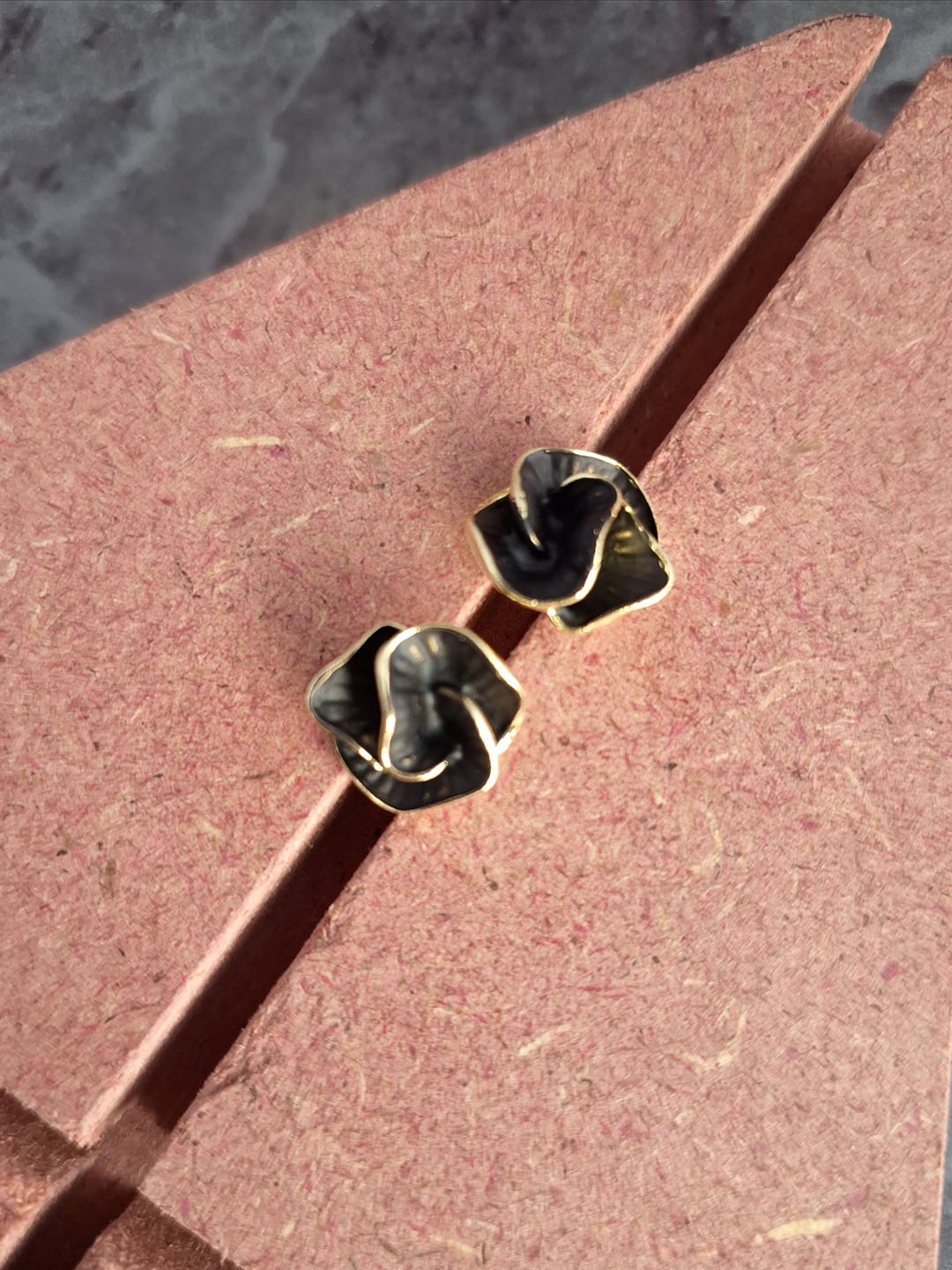 

Zhouse Gold-Plated Crystals Studded Floral Studs, Black