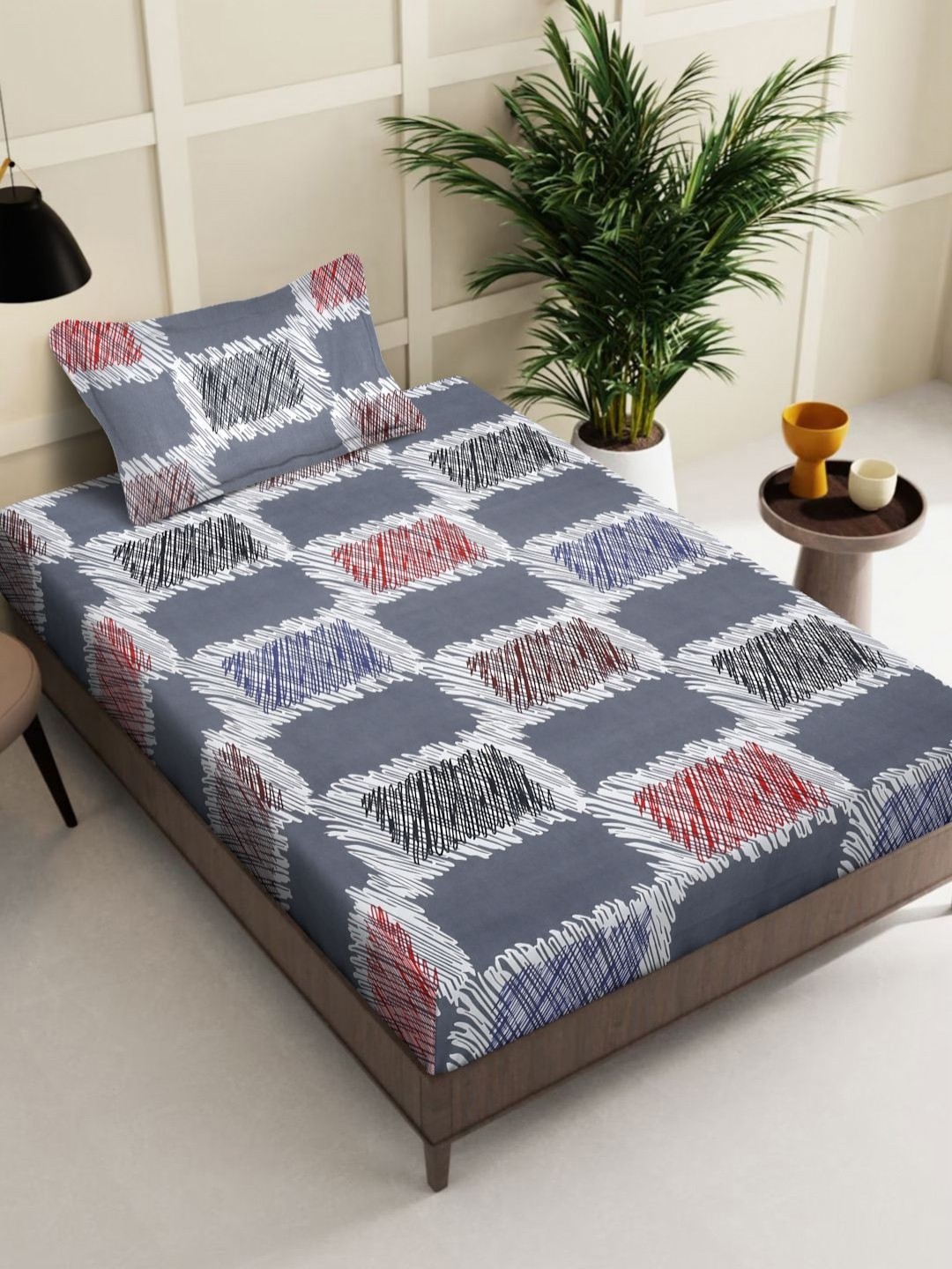 

Myntra Elegant Homes Blue & Red 300 TC Single Bedsheet Set 2.5 m x 1.5 m