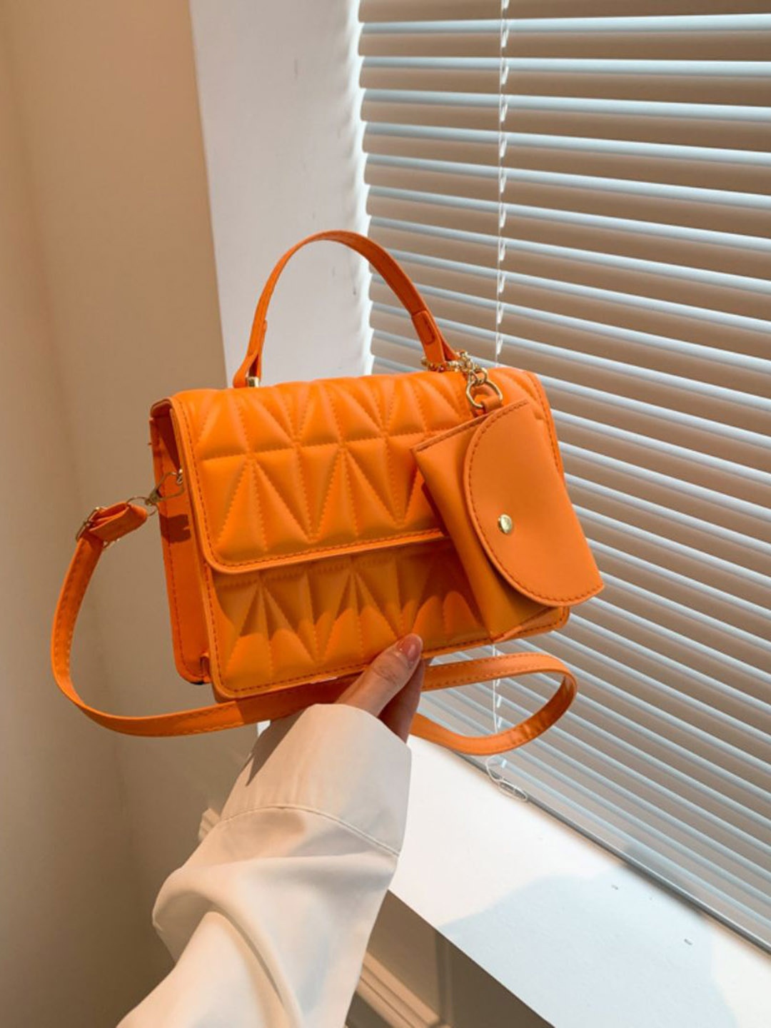 

DressBerry PU Structured Satchel, Orange
