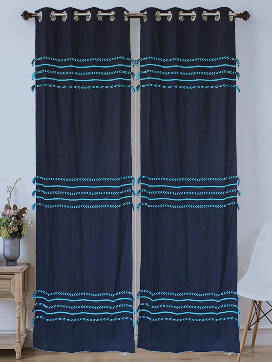 

Dekor World Multicoloured Set of 2 Embellished Door Curtain, Multi