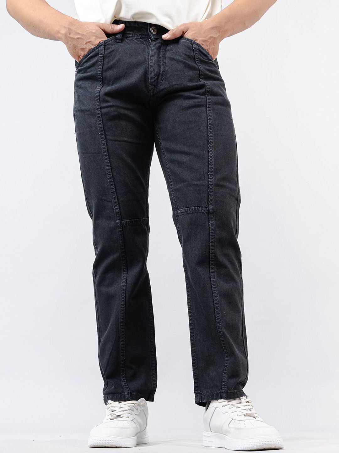 

Tistabene Men Straight Fit Mid-Rise Stretchable Jeans, Black