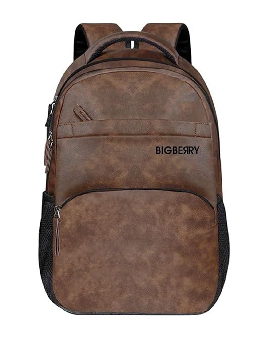

BIGBERRY Men Brand Logo Printed Leather Backpack, Brown