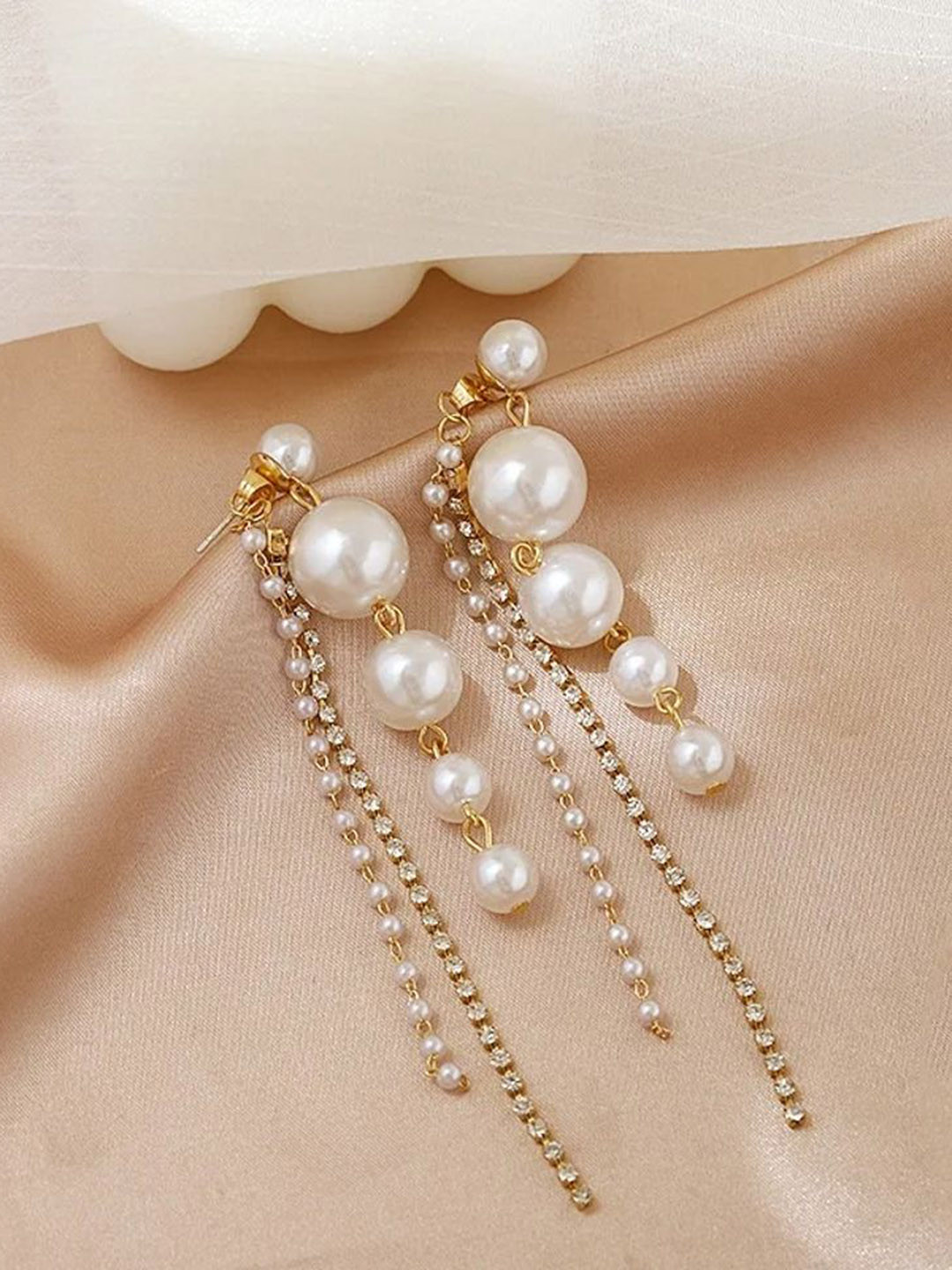 

Celestique Contemporary Pearls Drop Earrings, White