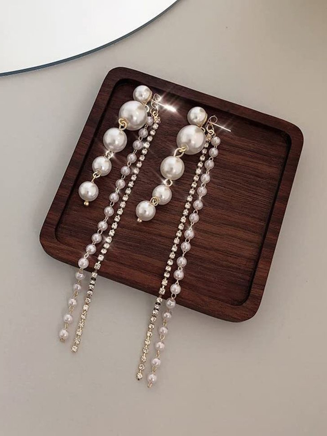 

Celestique Contemporary Pearls Drop Earrings, White
