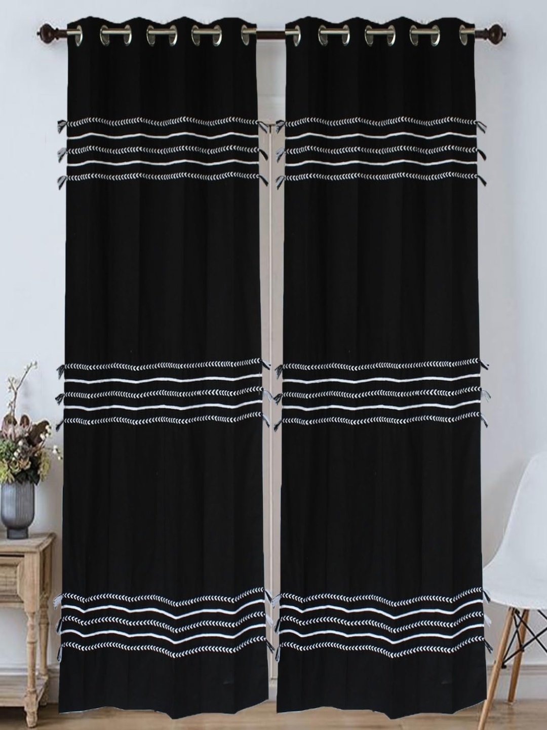 

Dekor World Multicoloured Set of 2 Embellished Door Curtain, Multi