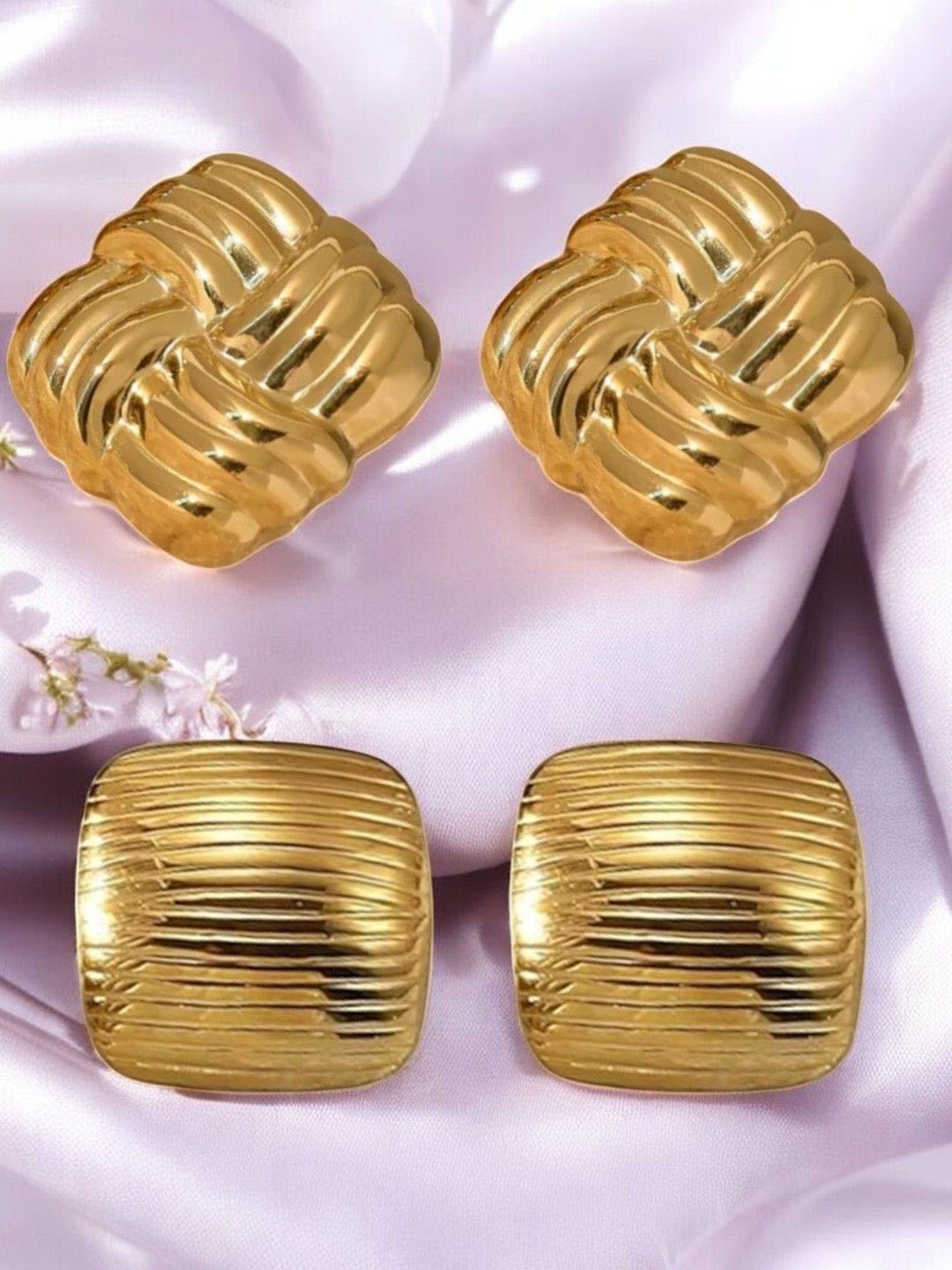 

fabula Set Of 2 Square Studs, Gold