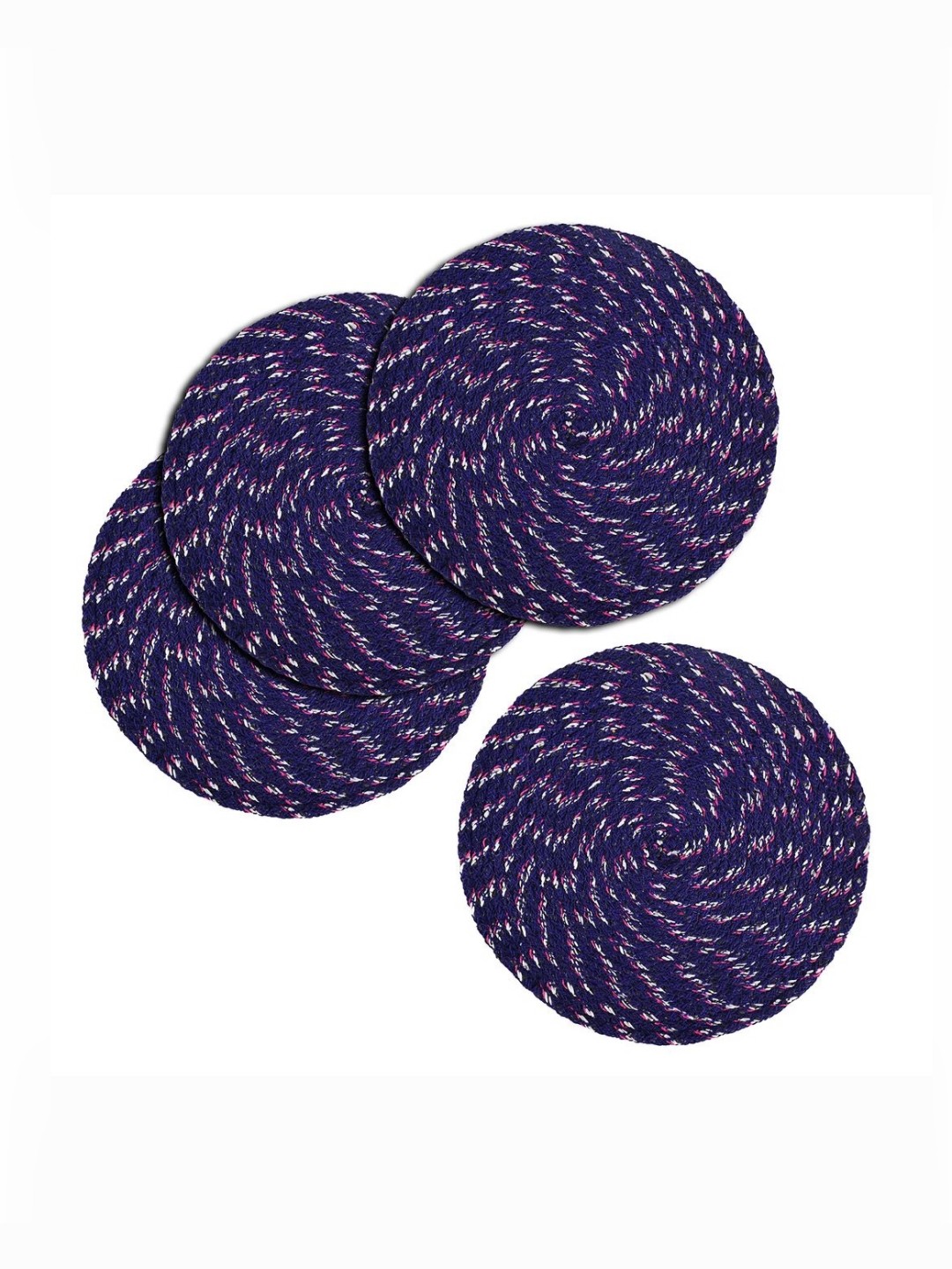 

Aura Blue & White 4 Pieces Round Shaped Anti Skid Cotton Doormats