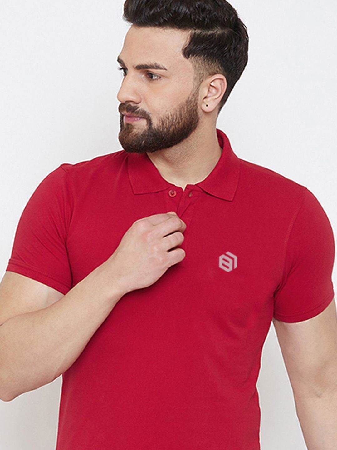 

Bishop Cotton Men Polo Collar Applique T-shirt, Red