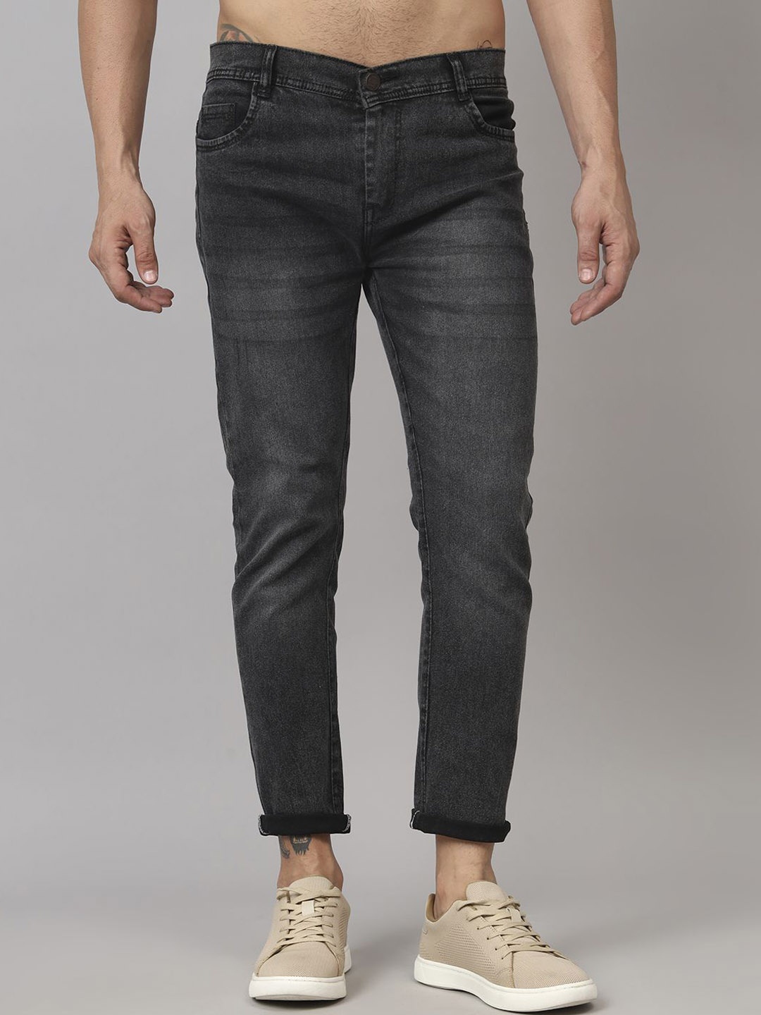 

COMFITS Men Classic Tapered Fit Light Fade Mid-Rise Jeans, Grey