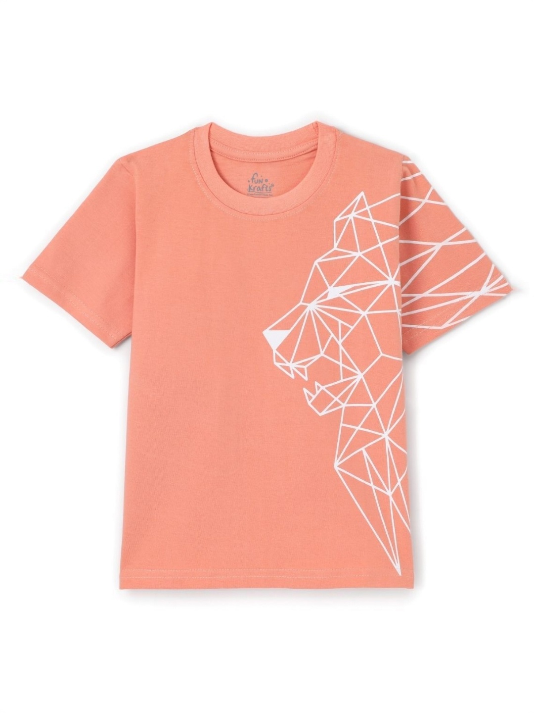 

FUNKRAFTS Boys Printed Raw Edge T-shirt, Peach