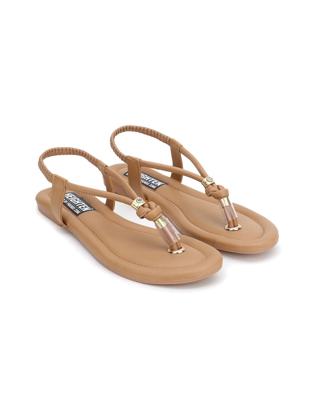 

HEIGHTEN Women Casual T-Strap Flats, Beige