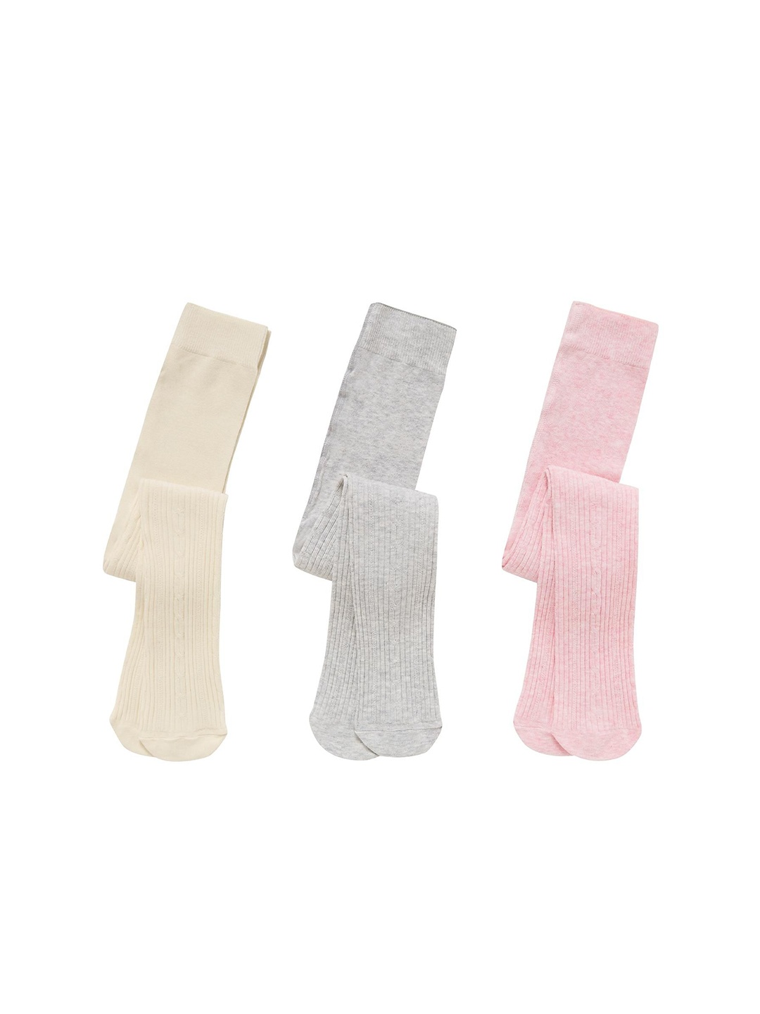 

mothercare Infants Girls Pack Of 3 Cable-Knit Tights, Pink