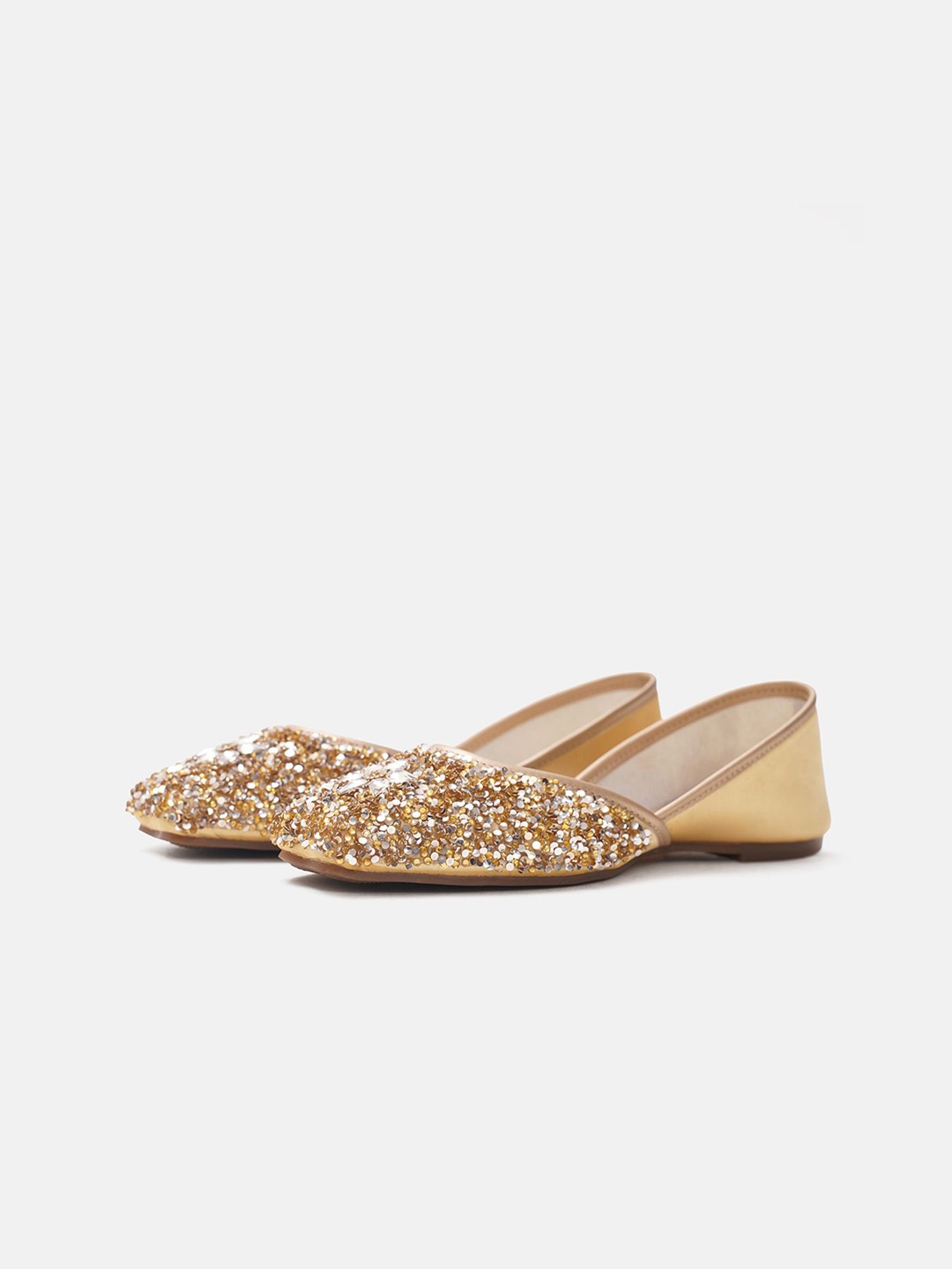 

JM Looks Girls Ethnic Mojaris with Embroidered Flats, Gold