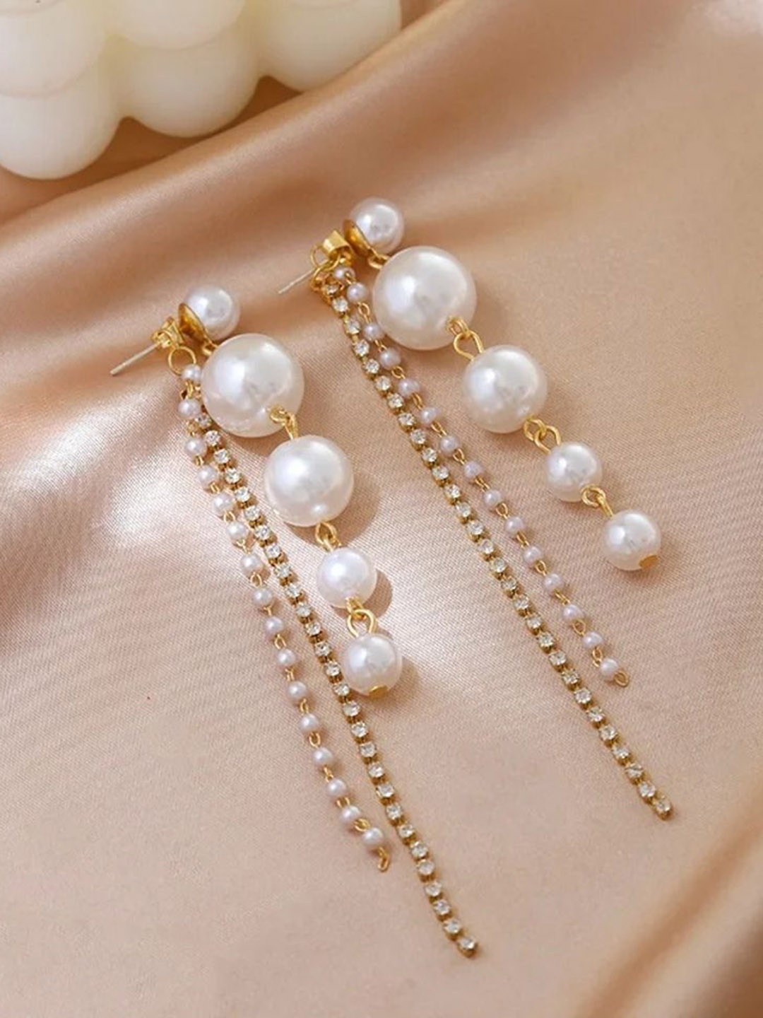 

Celestique Contemporary Pearls Drop Earrings, White