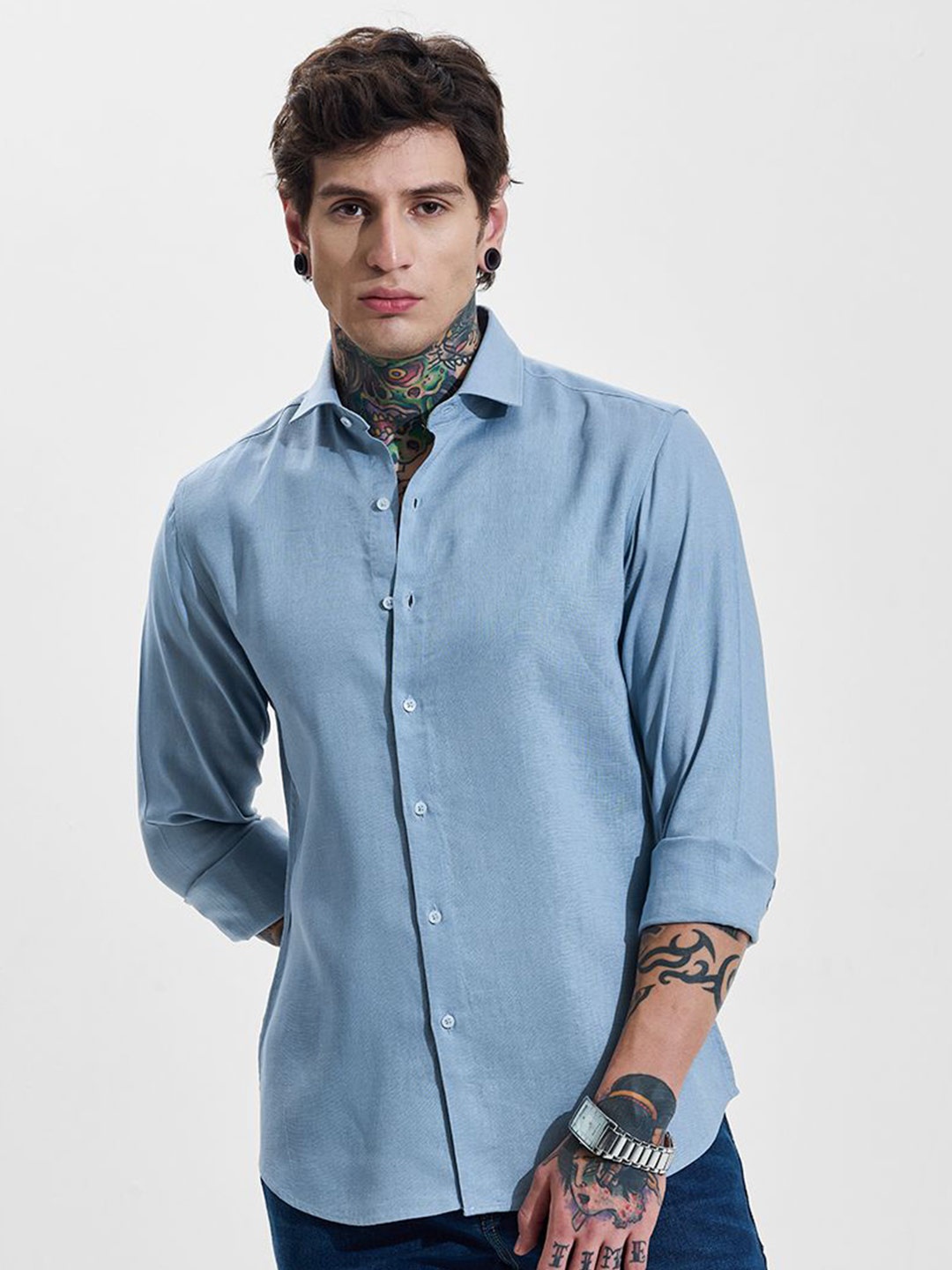 

Snitch Men Slim Fit Opaque Casual Shirt, Blue