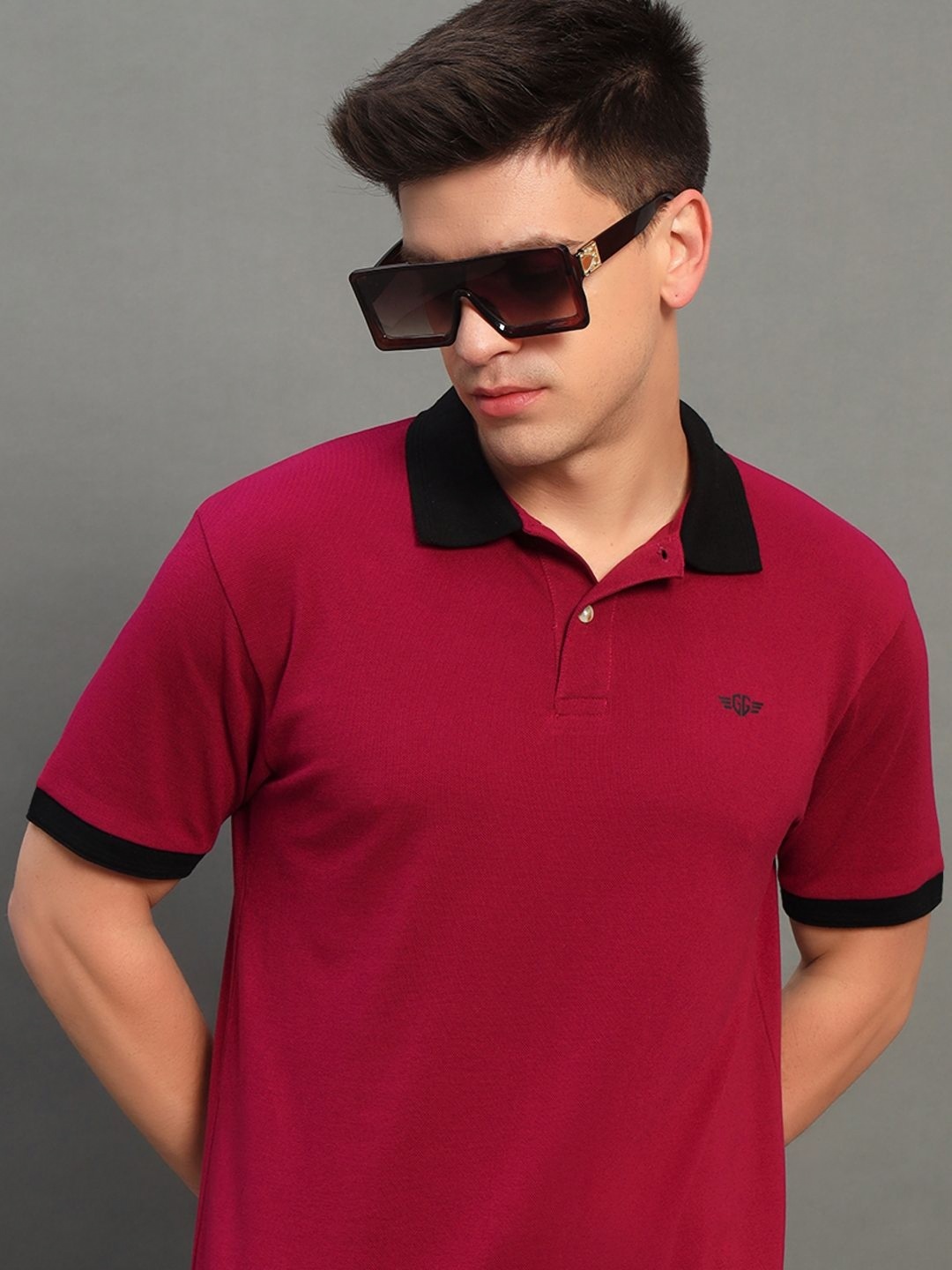 

GET GOLF Men Polo Collar T-shirt, Maroon