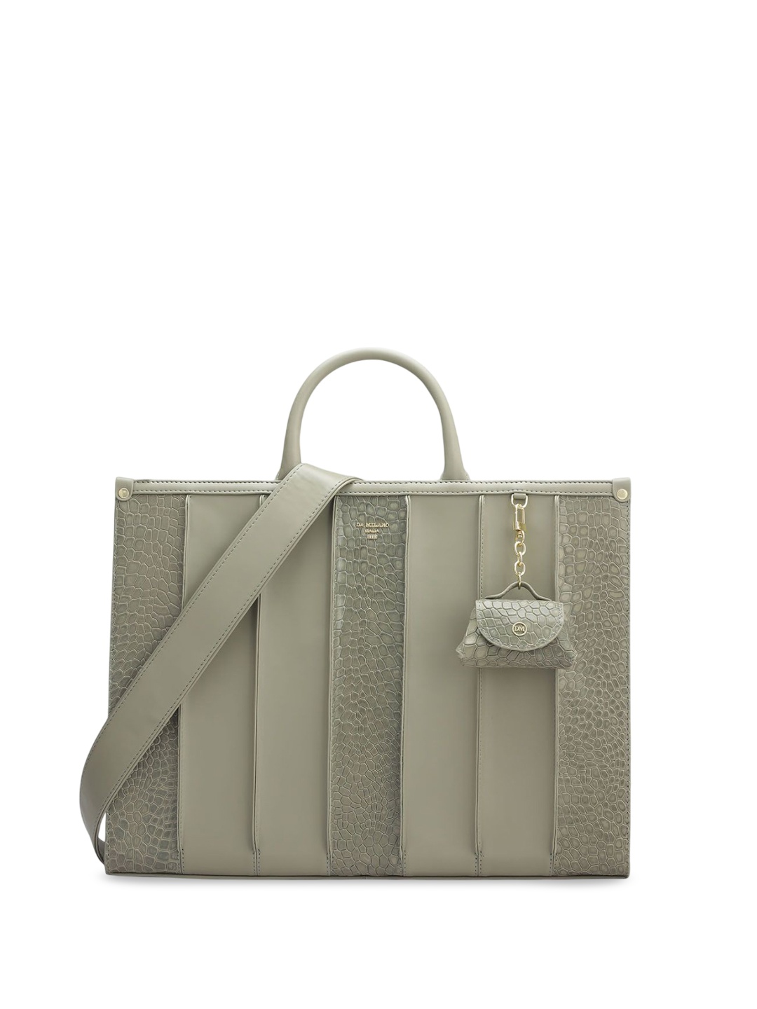 

Da Milano Animal Textured Leather Structured Satchel, Grey
