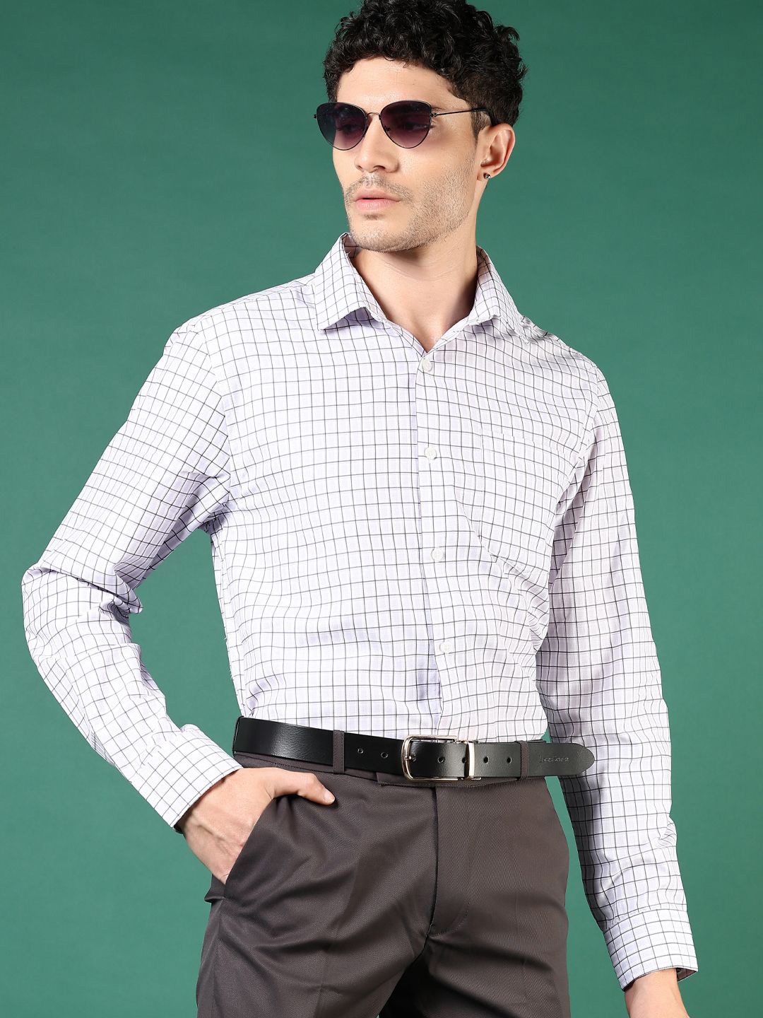 

V-Mart Men Grid Tattersall Checks Opaque Checked Casual Shirt, Purple