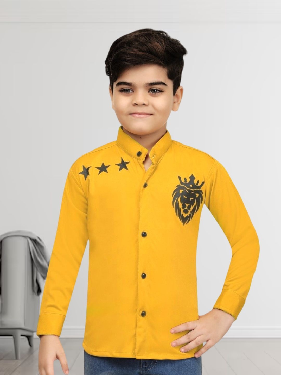 

BAESD Boys Classic Opaque Printed Casual Shirt, Yellow
