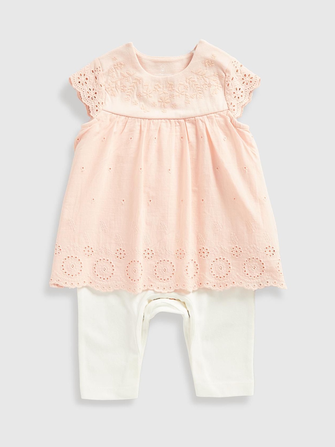 

mothercare Girls Pure Cotton Half Sleeve Romper, Pink
