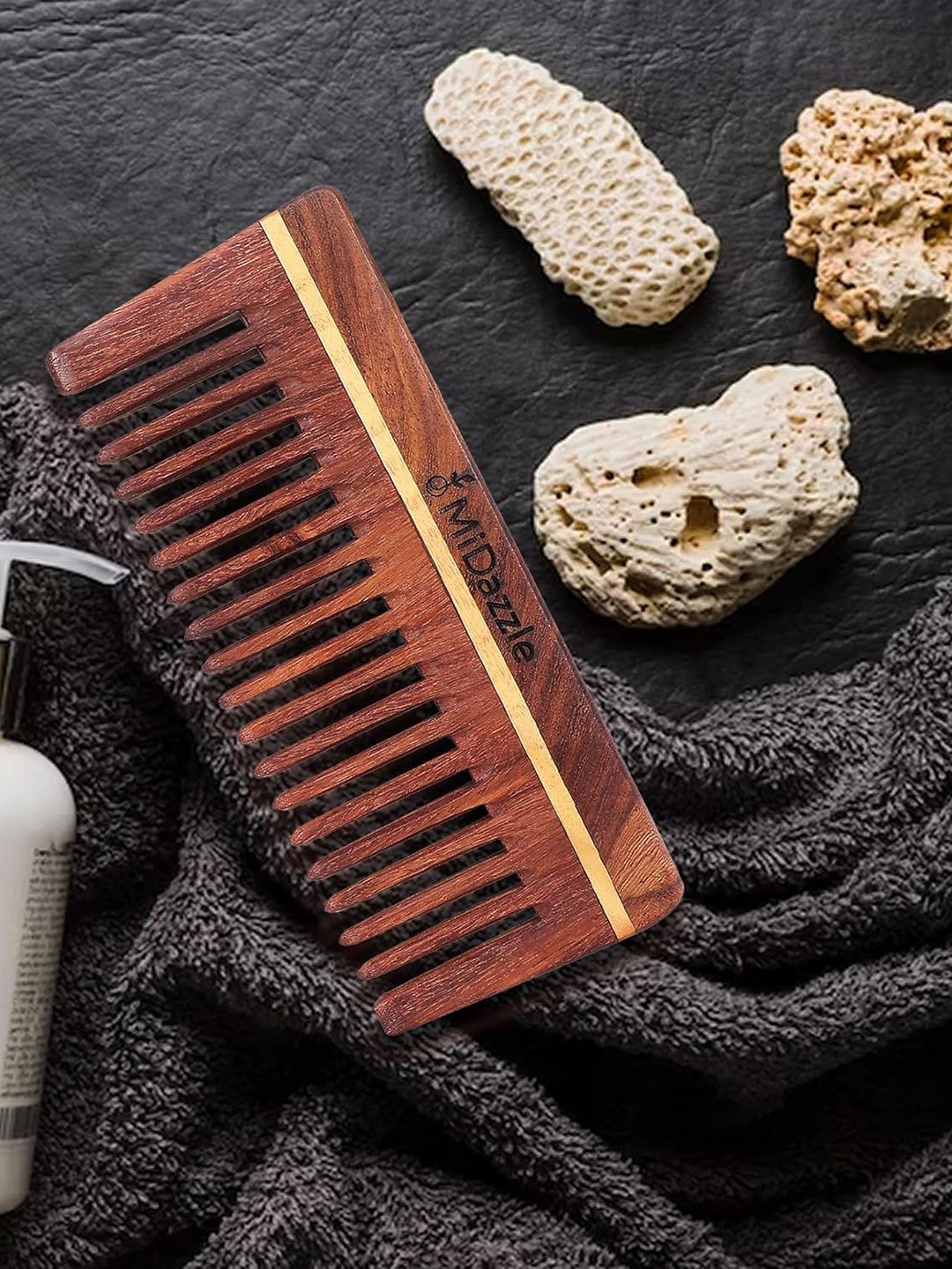 

Omidazzle Set Of 3 Natural Handcrafted Sheesham Rosewood Paddle Hair Comb, Brown